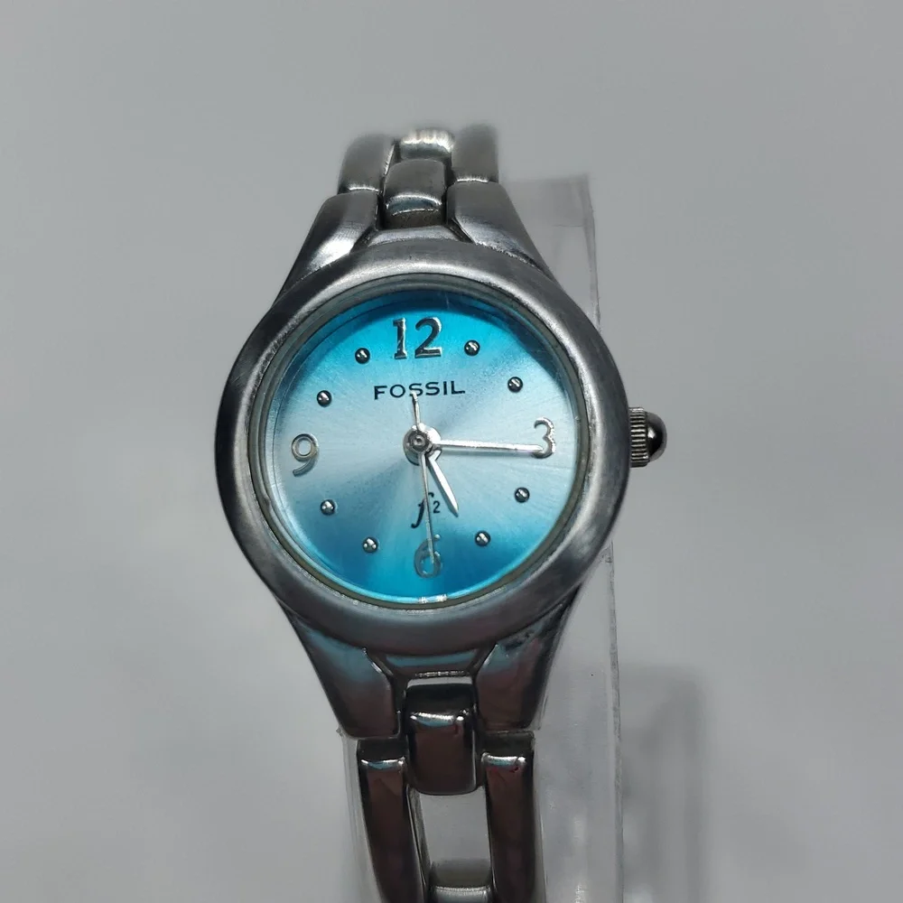 Fossil ES 9466 Turquoise Blue Dial Silver Stainless Steel Watch